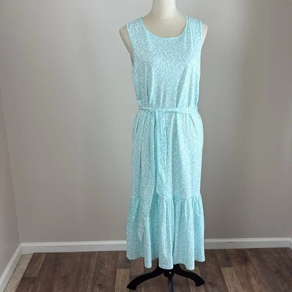 J. Crew Factory Printed knit tie-waist midi dress ditsy floral tiered size xl - Picture 12 of 13